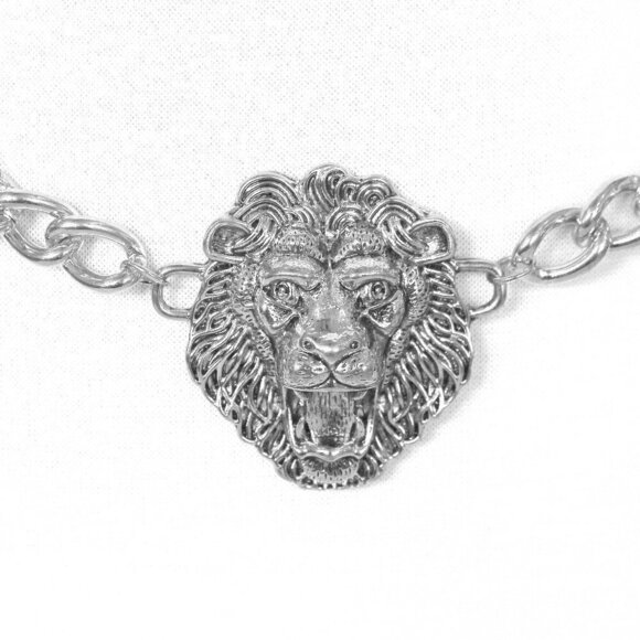 Lion of Judah Chain Link Silver Tone Belt Tribe of Israel Aslan Yeshua Roaring - Picture 4 of 10